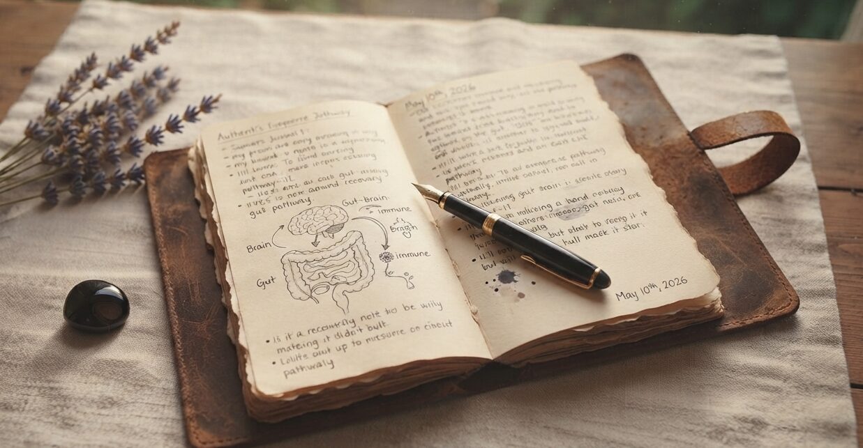 Journal and pen with Gut Brain Connection writing